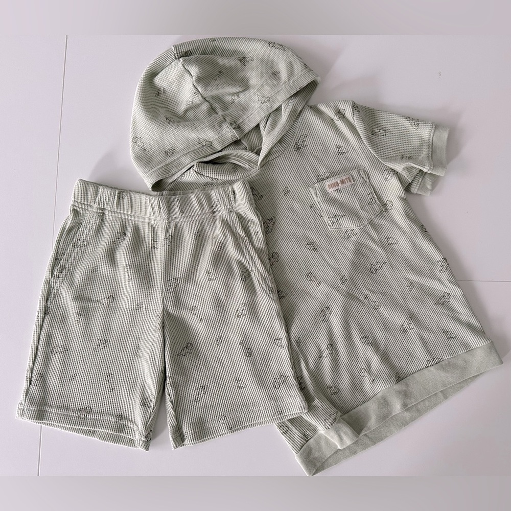 Green Hooded Short Set